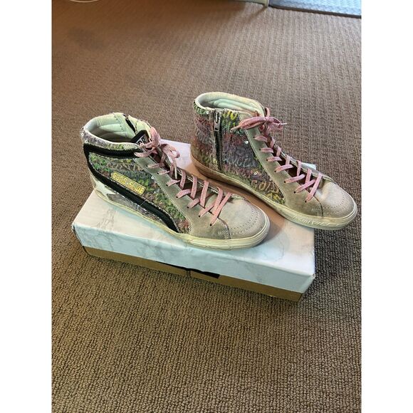 Golden Goose Slide Sneaker Multicolor All Over Sequins G34WS595.A1406 Sz 38 - Picture 2 of 14
